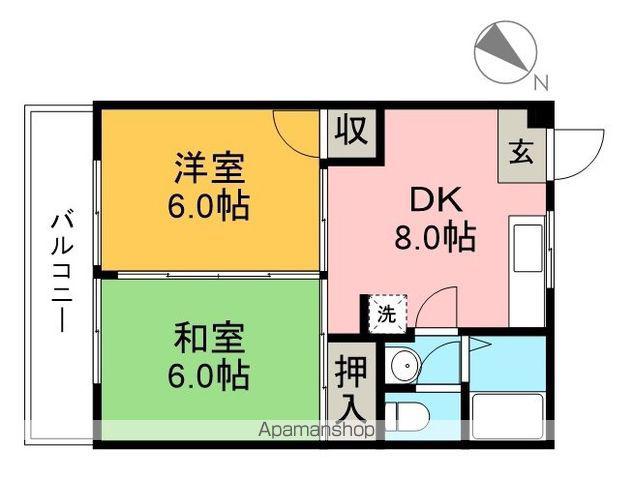 リバープール桟四(2DK/4階)の間取り写真