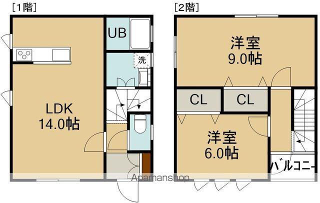 函館本線 桔梗駅 徒歩7分 2階建 築9年(2LDK)の間取り写真