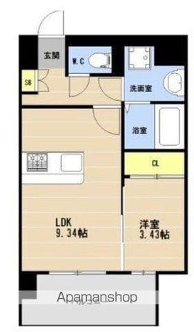 KL箱崎1丁目209(1LDK/13階)の間取り写真