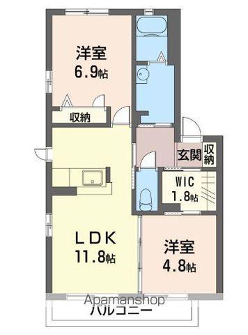 ラ メルヴェイユⅠ(2LDK/1階)の間取り写真