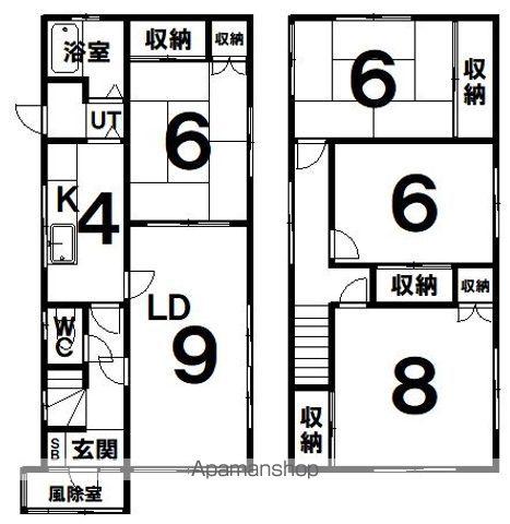 根室本線 釧路駅 徒歩21分 2階建 築49年(4LDK)の間取り写真