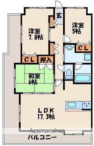サンパーク赤間(3LDK/8階)の間取り写真