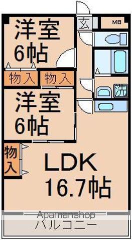 コンフォール霞(2LDK/3階)の間取り写真