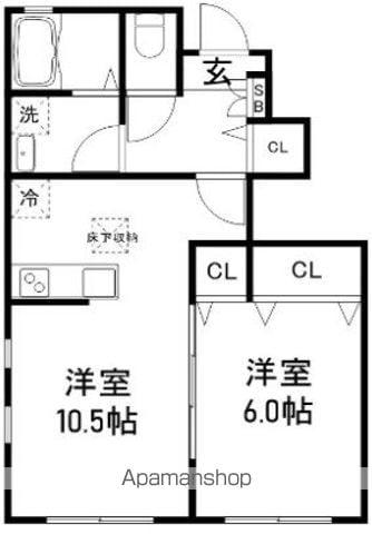 アットリラ緑が丘C(1LDK/1階)の間取り写真