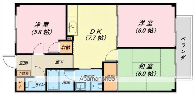 サラナフラット(3DK/2階)の間取り写真
