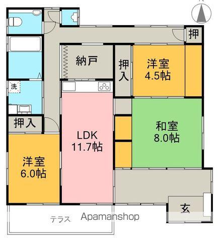 土讃線 円行寺口駅 徒歩8分 1階建 築30年(3SLDK)の間取り写真