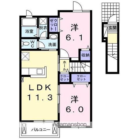 グラン・アベニューⅥ(2LDK/2階)の間取り写真