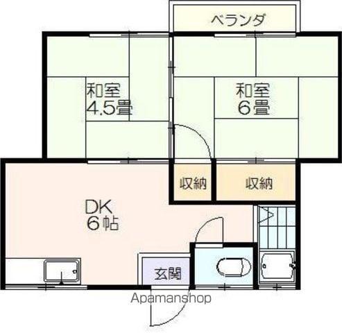 秋の山荘(2DK/2階)の間取り写真