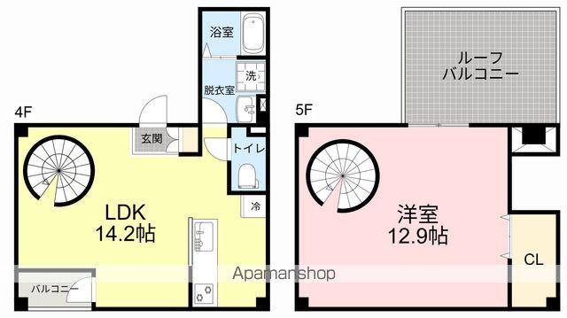 ルミエール長町(1LDK/4階)の間取り写真