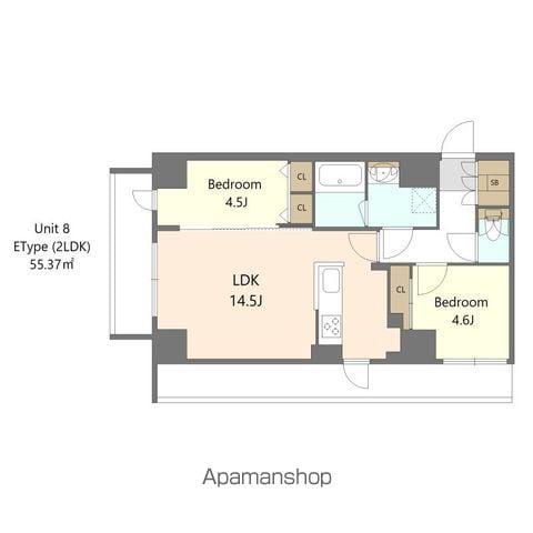 S-RESIDENCE高島平ASOLEA(2LDK/4階)の間取り写真