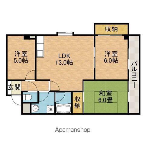 中マンション(3LDK/2階)の間取り写真
