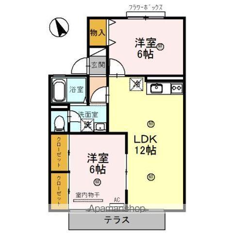 グリーンタウン杉原E棟(2LDK/1階)の間取り写真