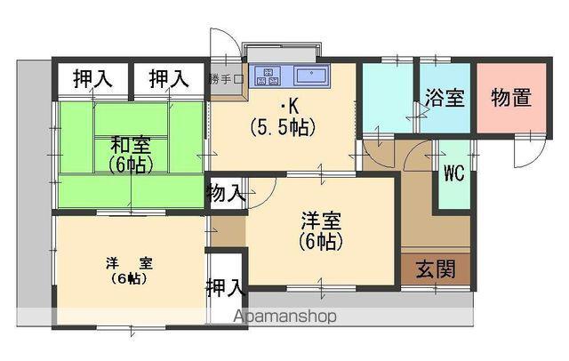 青塚F棟(3K/1階)の間取り写真
