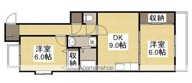 広島電鉄江波線 舟入南駅 徒歩4分 4階建 築33年(2DK/3階)の間取り写真