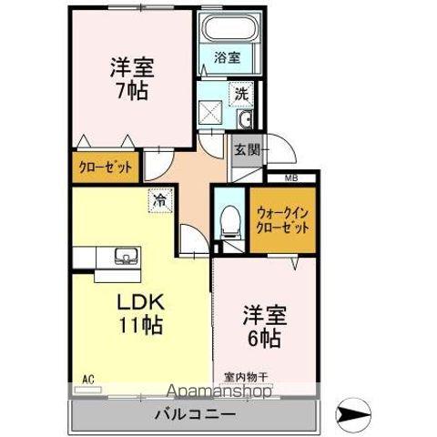 Y.サイレント ヴィラージュ(2LDK/1階)の間取り写真