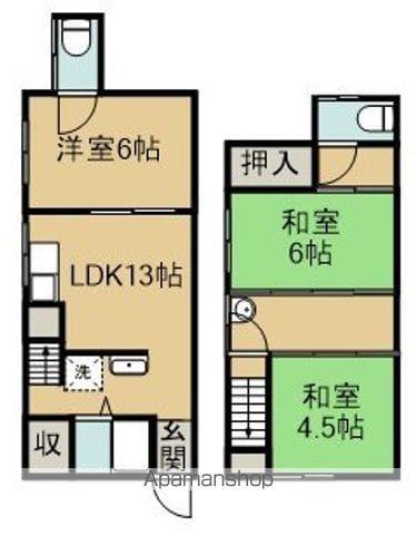 滋賀県長浜市 2階建 築37年(3LDK)の間取り写真