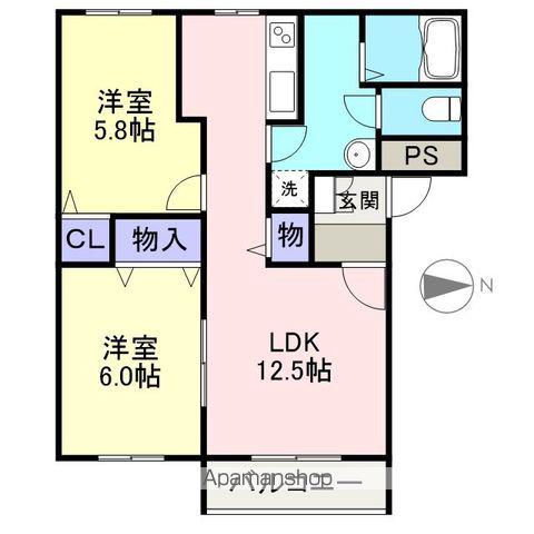 ヒーローマンション保原(2LDK/2階)の間取り写真