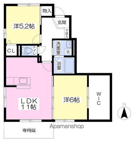 グランモア・K(2LDK/1階)の間取り写真