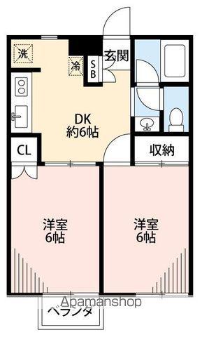 グランドゥール八柱 B棟(2DK/2階)の間取り写真