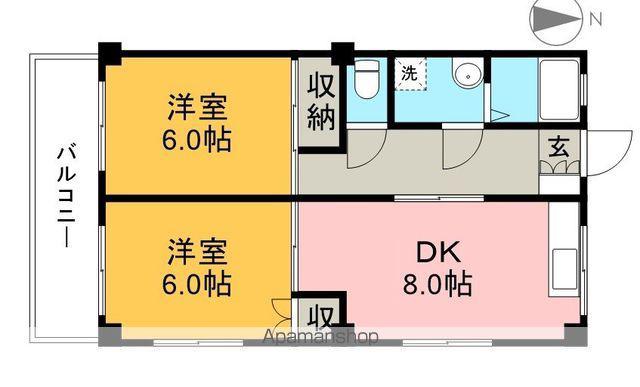 ファームハウス(2DK/2階)の間取り写真