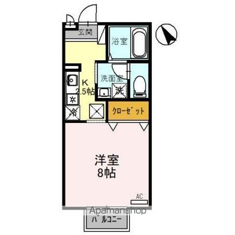 ロズウェル(1K/1階)の間取り写真