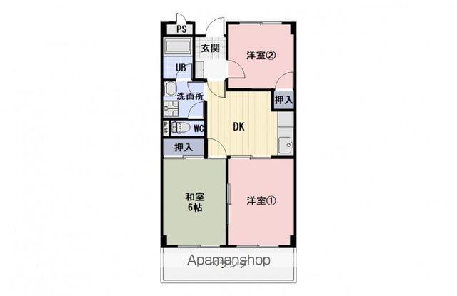 TWINAVENUE(3DK/4階)の間取り写真