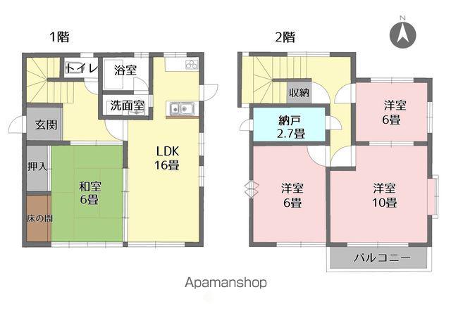 岐阜県岐阜市 2階建 築41年(4SLDK)の間取り写真