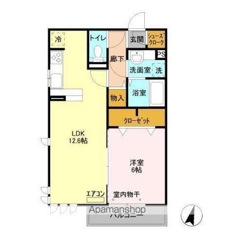 クレア1(1LDK/3階)の間取り写真