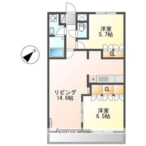 グレイスヴィラ紫香楽(2LDK/2階)の間取り写真