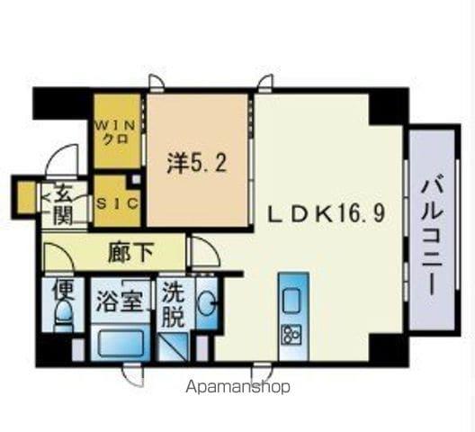 ウェルス神屋町(1LDK/11階)の間取り写真