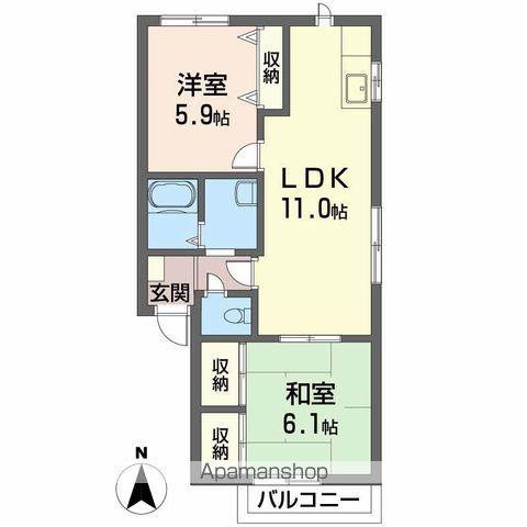 アイリス川原(2LDK/2階)の間取り写真