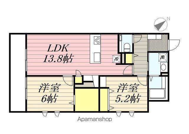 ルージェ・パウ(2LDK/3階)の間取り写真