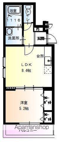 フジパレス和歌山駅南Ⅱ番館(1LDK/3階)の間取り写真