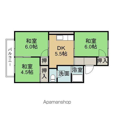 ハイツ西山(3DK/1階)の間取り写真