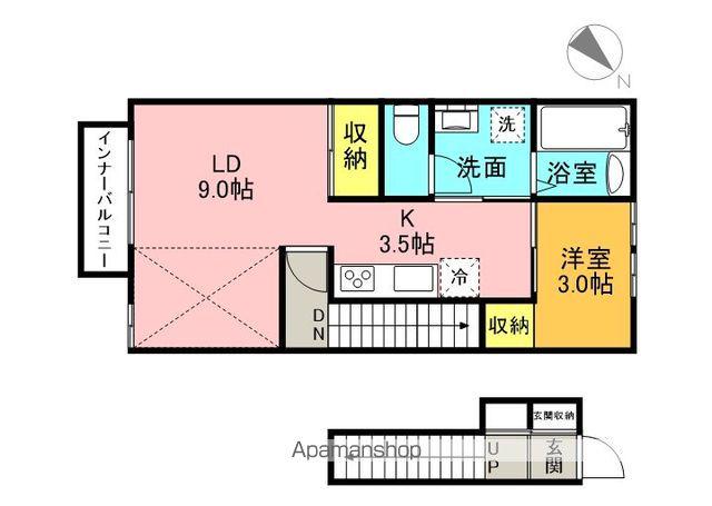 BELLE LEAD ROOTS(1LDK/2階)の間取り写真