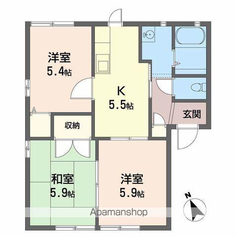 和歌山線 岩出駅 徒歩56分 2階建 築29年(3K/1階)の間取り写真