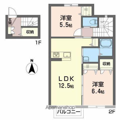 ラムダップ・ベータ(2LDK/2階)の間取り写真