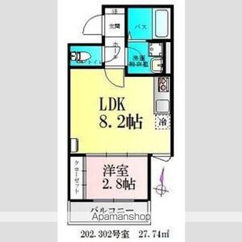 BAU宮町2号棟(1LDK/3階)の間取り写真