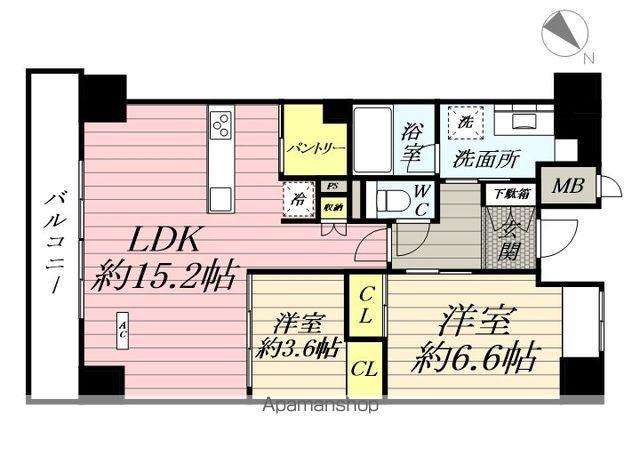クラシアム神奈川台場(2LDK/1階)の間取り写真