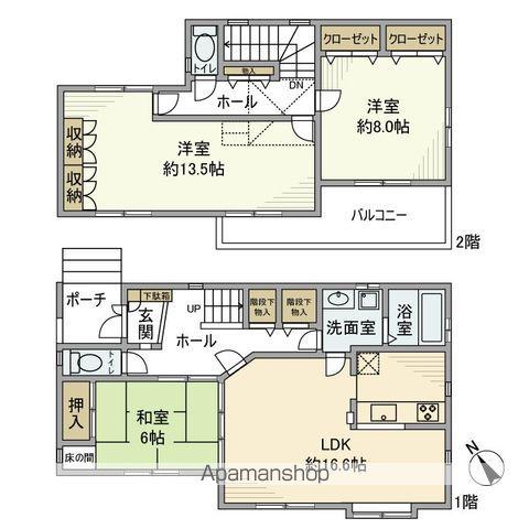 常磐線 松戸駅 徒歩25分 2階建 築21年(3LDK)の間取り写真