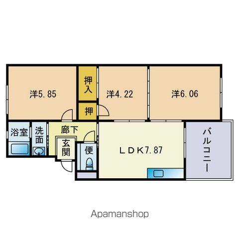 ジェミニ井尻(3DK/1階)の間取り写真