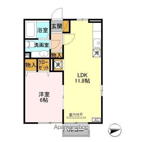 グランド・ハイデンスB棟(1LDK/2階)の間取り写真