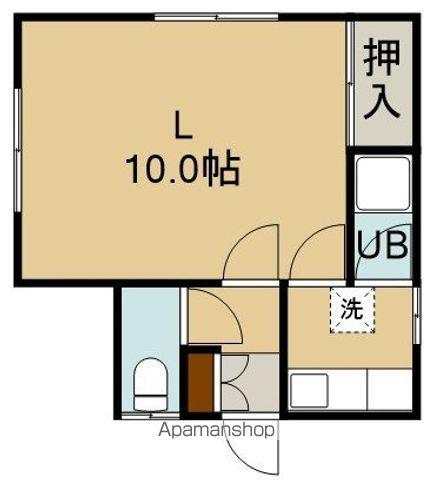 函館市電本線湯川線 函館アリーナ前駅 徒歩5分 2階建 築35年(1K/1階)の間取り写真