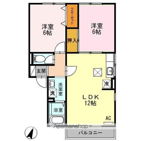 エミナ・コレージュB(2LDK/1階)の間取り写真