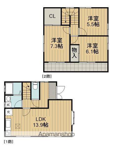 青梅線 昭島駅 徒歩20分 2階建 築30年(3LDK)の間取り写真