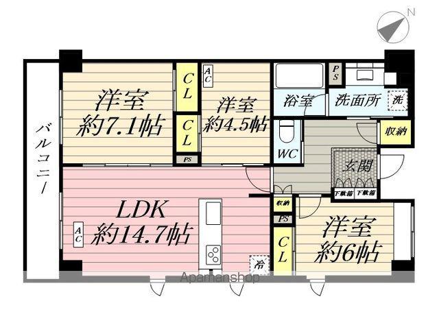 クラシアム神奈川台場(3LDK/5階)の間取り写真