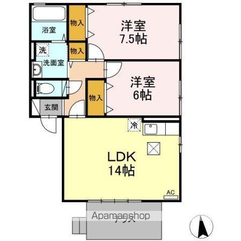 リビングタウン盛南 B(2LDK/1階)の間取り写真