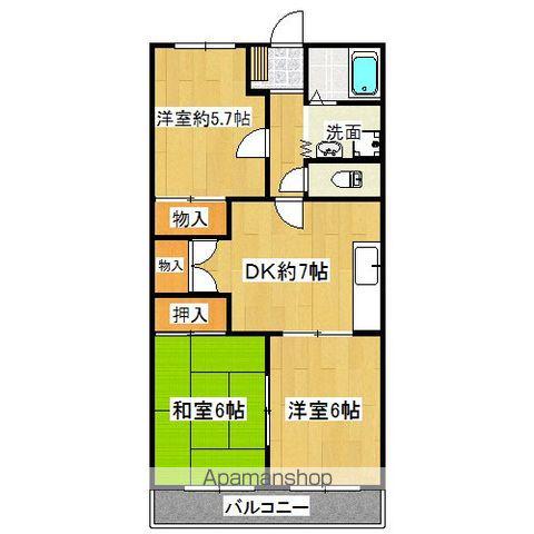 オステンハイム(3DK/2階)の間取り写真