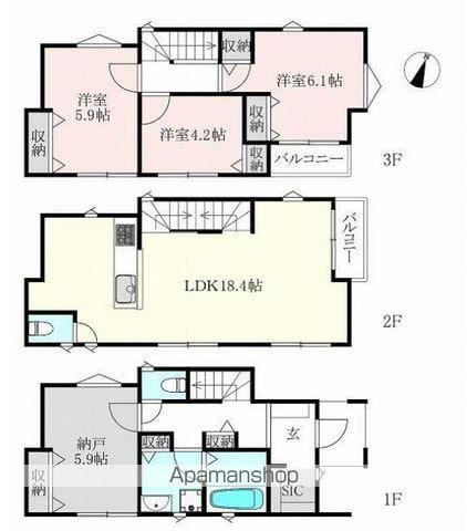 京浜急行電鉄本線 南太田駅 徒歩10分 3階建 築1年(3SLDK)の間取り写真