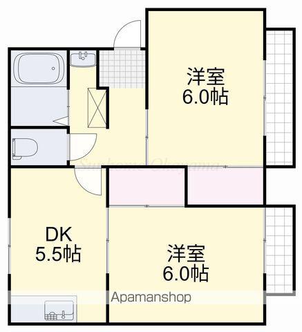 エレガンス近藤Ⅱ(2DK/1階)の間取り写真